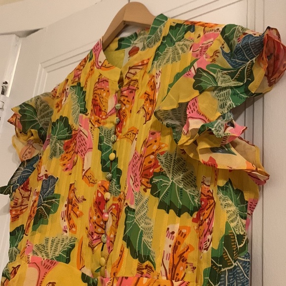 Farm Rio Yellow Beaks and Banana Tiered Ruffle Dress - Picture 6 of 12